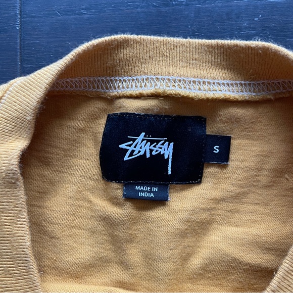 Authentic Stussy unisex women men long sleeve tshirt yellow size small - Picture 3 of 5